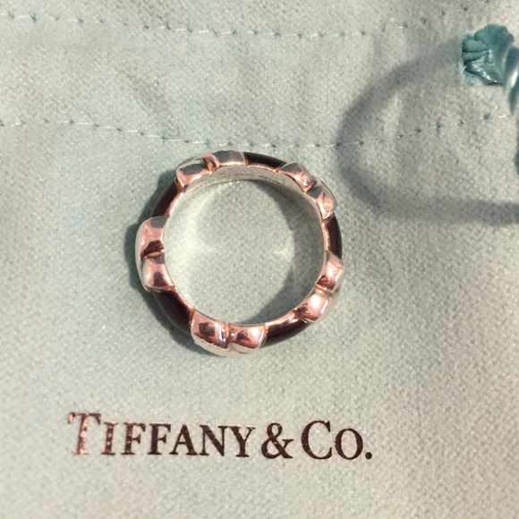 Tiffany Black Enamel Signature Band Ring - Picture 2 of 7
